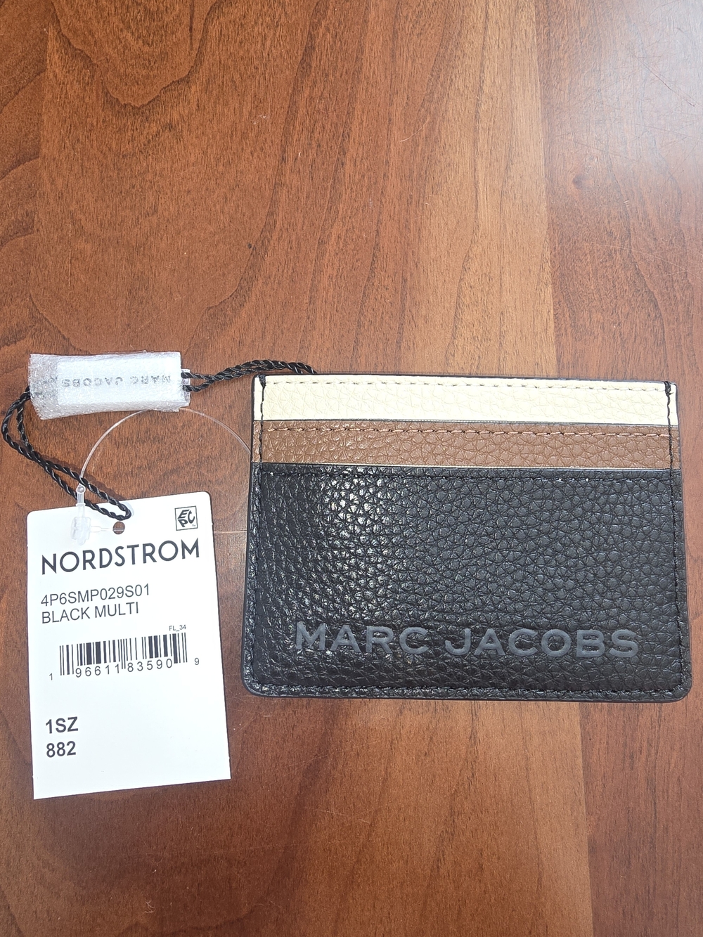 Marc Jacobs Black Multi Color Leather Card Case, New with Tags